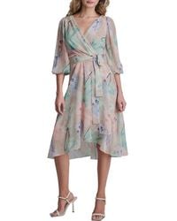 DKNY - Faux Wrap Midi Dress - Lyst