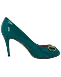 Gucci - Patent Leather New Hollywood Horsebit Peep Toe Pump (Authentic Pre-Loved) - Lyst