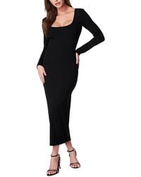 Bebe - Long Sleeve Square Neck Rib Maxi Dress - Lyst