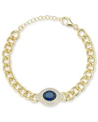 Chloe and Madison - 14k Over Silver Cz Chunky Evil Eye Bracelet - Lyst