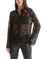 The Noli Shop - Jena Lace Button Up Shirt - Lyst