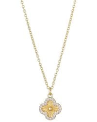 Adornia - 14K Plated Cz Button Clover Halo Necklace - Lyst