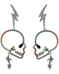 Eye Candy LA - Luxe Collection Cz Skull Lightning Drop Earrings - Lyst