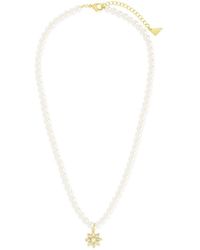 Sterling Forever - 14k Plated 1mm-6mm Pearl Cz Esti Necklace - Lyst