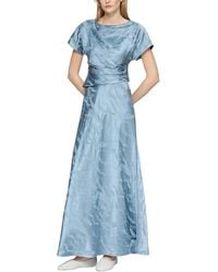 Lafayette 148 New York - Bateau Neck Drape Front Linen-Blend Gown - Lyst