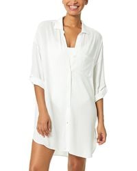 Anne Cole - Mid Length Shirttail Button Down Top - Lyst