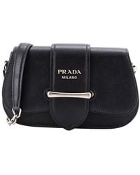 Prada - City Calfskin & Saffiano Leather Sidonie Shoulder Bag Mini (Authentic Pre-Loved) - Lyst