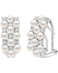 Lab Grown Gemstones - Lab-Grown Pearl & 3Mm Pearl Hoop Earrings - Lyst