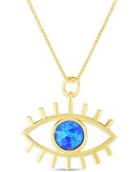 Sphera Milano - 14k Over Silver Black Opal Evil Eye Necklace - Lyst