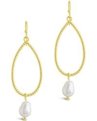 Sterling Forever - 14k Plated 10mm Pearl Elyse Dangle Earrings - Lyst