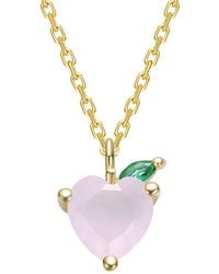 Genevive Jewelry - 14K Plated Cz Pendant Necklace - Lyst