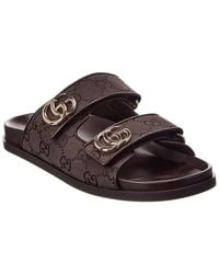 Gucci - Double G Leather Flat Sandal - Lyst