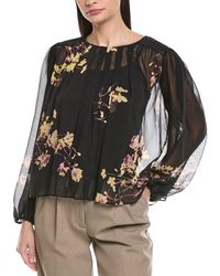 Vince Camuto - Round Neck Shirring Front Blouse - Lyst