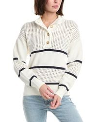 Tahari - Half Button Down Mock Neck Sweater - Lyst