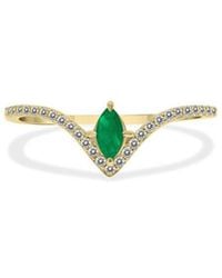 Gem Spark - 14K 0.27 Ct. Tw. Diamond & Emerald Ring - Lyst
