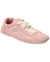 Prada - Logo Suede & Nylon Sneaker - Lyst