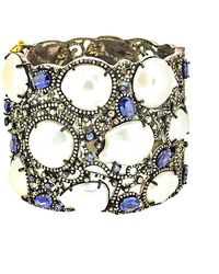 Arthur Marder Fine Jewelry Silver 22.94 Ct. Tw. Diamond, Gemstone, & 15-18mm Pearl Bracelet - Metallic