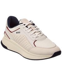 BOSS - Evo Running Leather Sneaker - Lyst