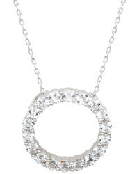 Suzy Levian - Silver 0.02 Ct. Tw. Diamond & White Topaz Eternity Pendant - Lyst