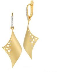 Reiss - 14k 0.27 Ct. Tw. Diamond Dangling Earrings - Lyst
