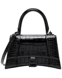 Balenciaga - Shiny Croc-Embossed Calfskin Hourglass Small Top Handle (Authentic Pre-Loved) - Lyst
