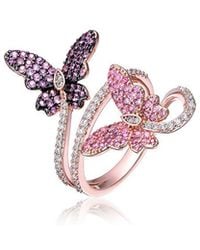 Rachel Glauber - Two-tone Plated Cz Butterfly Ring - Lyst