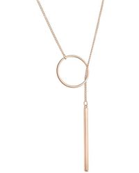 Sterling Forever 14k Rose Gold Plated Lariat Necklace - Metallic