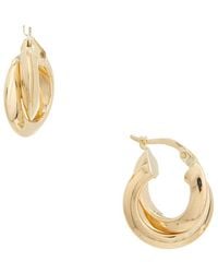 Italian Gold - 14K 3X9Mm Knife Edge Double Hoop Earrings - Lyst