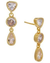 Savvy Cie - Plated Cz Drop Earrings - Lyst
