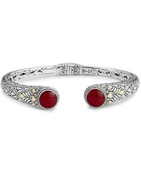 Samuel B. - 18k & Silver Coral Bangle Bracelet - Lyst