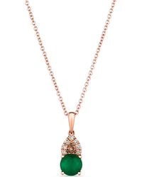 Le Vian - Le Vian 14k Rose Gold 0.66 Ct. Tw. Diamond & New Emerald Pendant Necklace - Lyst