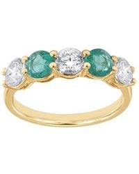 Lab Grown Diamonds - 14K 1.80 Ct. Tw. Lab-Grown Diamond & Lab-Grown Emerald 5 Stone Fashion Ring - Lyst