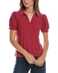 Cece - Split Neck Collared Top - Lyst