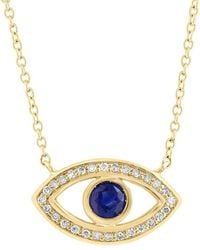 Effy Fine Jewelry - 14K 0.43 Ct. Tw. Diamond & Sapphire Necklace - Lyst