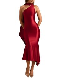 LOEY - One-Shoulder Midi Dress - Lyst