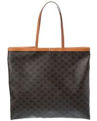 Celine - Large Flat Triomphe Canvas & Leather Shopper Tote - Lyst