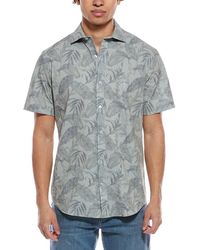 Tailorbyrd - Tropical Leaves Printed Seersucker Shirt - Lyst