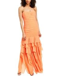 halston heritage satin and organza tiered degradé gown
