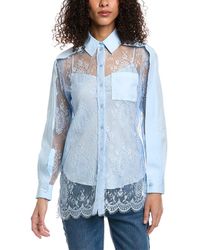 Burberry - Lace Panel Shirt - Lyst
