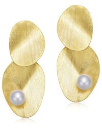 Rachel Glauber - 14k Over Silver 8-8mm Pearl Earrings - Lyst