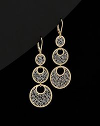 Italian Gold - 14k Two-tone Tiered Floral Lattice Earrings - Lyst