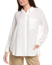 Eileen Fisher - Petite Classic Collar Long Silk Shirt - Lyst