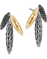 John Hardy - Classic Chain 18k & Silver Gemstone Hammered Spear Earrings - Lyst