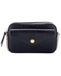 Gucci - Jumbo Gg Embossed Leather Front Pocket Chain Shoulder Bag Super Mini (Authentic Pre-Loved) - Lyst