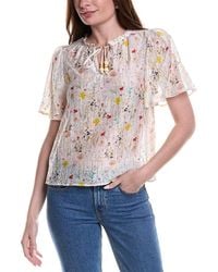 Vince Camuto - Tie-Front Princess Sleeve Linen-Blend Blouse - Lyst
