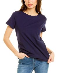 Anne Klein Scallop Neck T-shirt - Blue