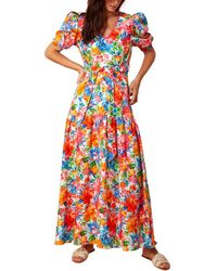 Hale Bob - V Neck Linen Maxi Dress - Lyst