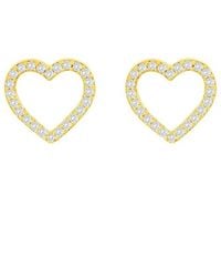 Suzy Levian - 14K 0.10 Ct. Tw. Diamond Open Heart Studs - Lyst