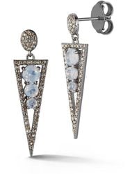 Banji Jewelry Silver 2.92 Ct. Tw. Diamond & Moon Stone Dagger Earrings - Metallic