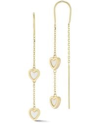 Ember Fine Jewelry - 14K Pearl Heart Threader Earrings - Lyst